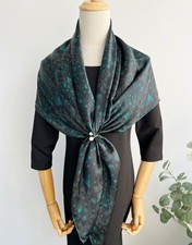 43" 100 Silk Plain satin Scarf Bandanna Square Shawl Wrap black flower Print
