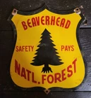 Vintage Beaverhead-Deerlodge National Forest Porcelain Sign Dillon Montana USFS
