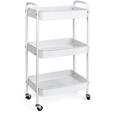 3-Tier Metal Rolling Utility Cart with Wheels Space-Saving Storage Organizer