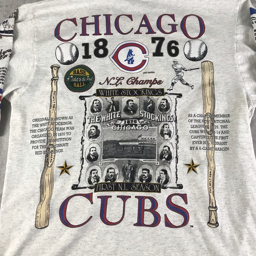 CAMISA DE COLECCIÓN 1993 CHICAGO CUBS AOP 1945 1876 SERIE LONG GONE COOPERSTOWN PARA HOMBRE XL - Imagen 4 de 14