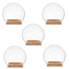 5pcs Glass Clear Cloche Globe Display Dome with Wood Base 10cm Decorative Gla...