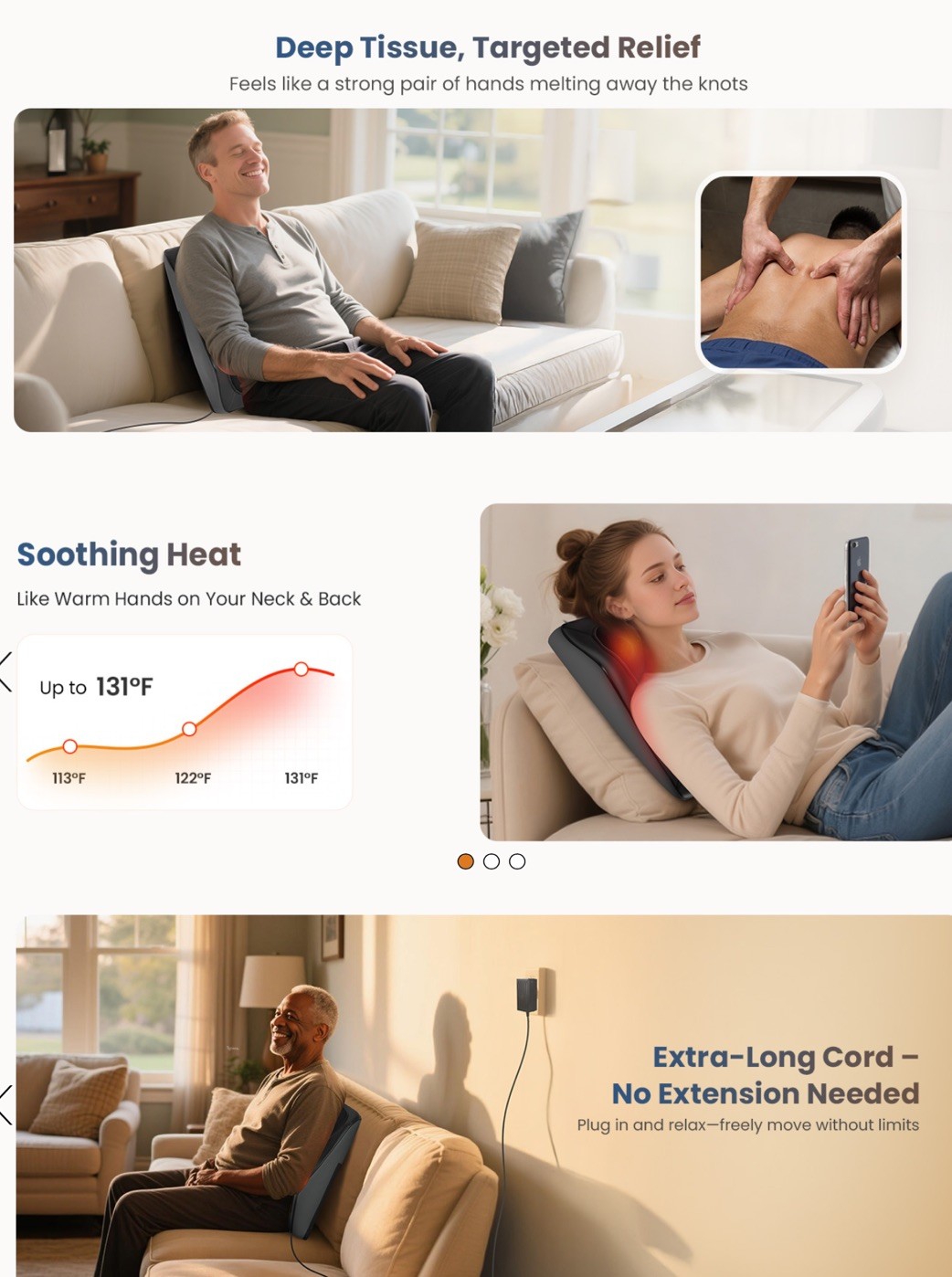 COMFIER Deep Tissue Shiatsu Neck  Back Home Massage 3 levels Heat & Vibration image 7
