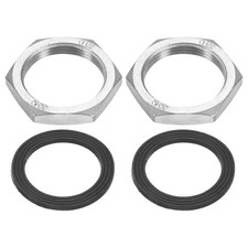 2 Pcs 304 Stainless Steel G 1-1/2" Pipe Fitting Hex Locknuts with Washer