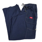 Dickies Cargo Scrub Pants Womans Medium Navy Blue Straight Leg Elastic Waist