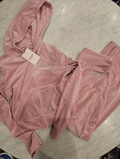 Juicy Couture Large Rose velour rhinestone bling tracksuit Y2k Brand New Gift  
