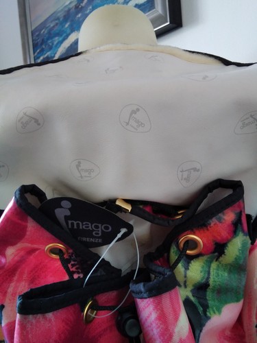 MAGO FIRENZE Pink Floral Patent Backpack With Black Sraps.Orig Tag Still Atached - Picture 6 of 8