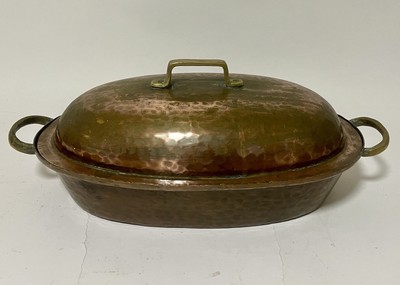 Gute Qualität großer antiker Vintage ovaler Kupfer Fischkessel Bräter mit Deckel