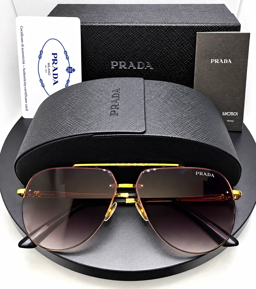 PRADA Gold Brown Sunglasses for Women for sale | eBay