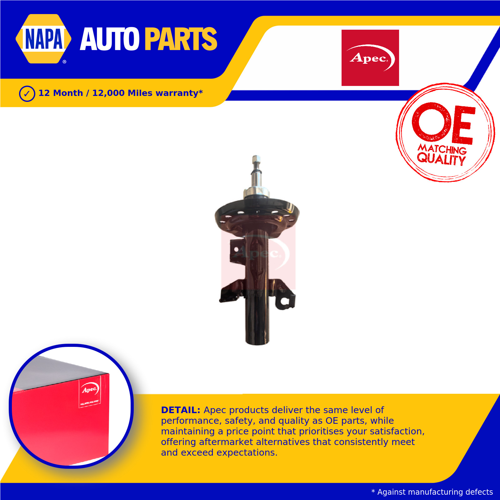 Shock Absorber (Single Handed) Front Right ASA1985 Apec 50513936 50518816 New