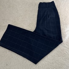 Uniqlo Womens Pants Blue Size Small High Rise Plaid Career Work Polyester Blend