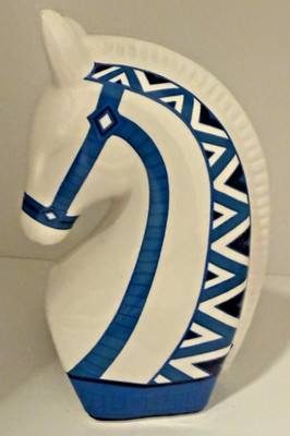 Jonathan Adler 8'' Ceramic Horse Head Table Top Decor Blue and White