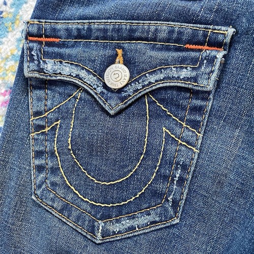 Vintage True Religion Flare/Boot Cut Distressed Low Rise Joey Jeans Size 27 - Picture 5 of 8