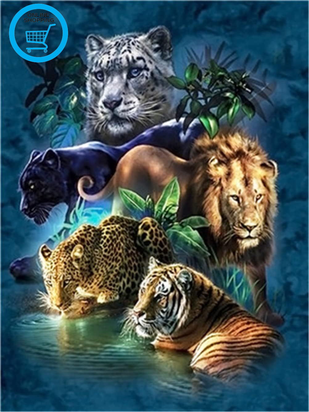 Paint by Numbers Beast Animal Lion Tiger Leopard Kit for Adults Beginner DIY Oil