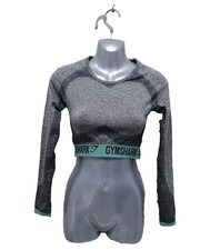 Gymshark Flex Longsleeve Crop Top   Grey Size XS