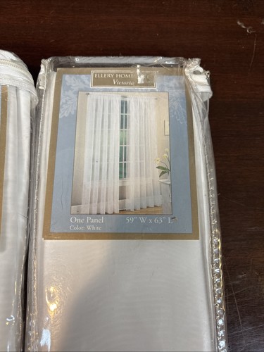 2~NEW Ellery Homestyles Victoria Sheer 2 Panels White 59" x 63” Rod Pocket - Picture 2 of 3