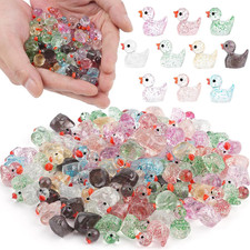 100Pcs Glitter Mini Resin Ducks, Miniature, 100pcs Ducks