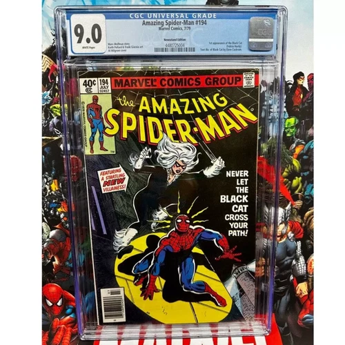 Amazing Spider-Man #194 CGC 9.0 1st Appearance Black Cat Newsstand WHITE PAGES