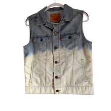 Levi's Youth Large Ombr Dip Dyed Denim Vest Unisex Boys Girls 12/13 Trucker