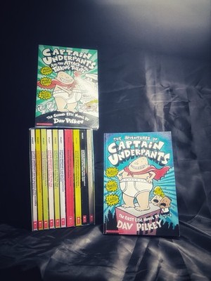 Complete Set Of 12 Captain Underpants Series By Dav Pilkey - Schoolastic + Cover