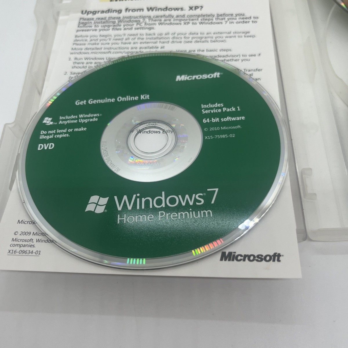 Microsoft Windows 7 Home Premium Upgrade 32 & 64 Bit DVDs MS WIN