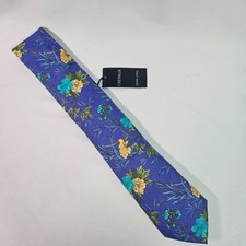 New Cremieux Cotton Silk Made in Italy Tie Men Floral Blue 3"x 62" Extra Long