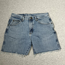 Vintage Wrangler Mens Shorts 31 Denim Cutoff String Fray 5" Jorts Fringe Jeans