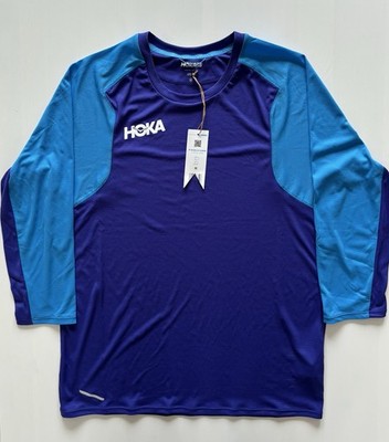 Hoka One One Glide 3/4 Arm Laufshirt Herren mittelblau Neu mit Etikett 1123726