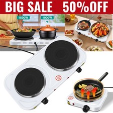 Electric Hob Double Ring Table Top Hot Plate 5 Powerful Level Portable Cooker
