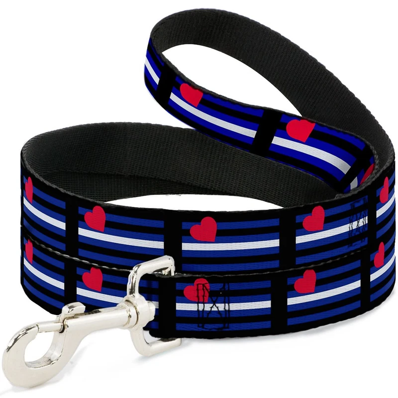 Flag Leather Dog Leash Black Blue Red