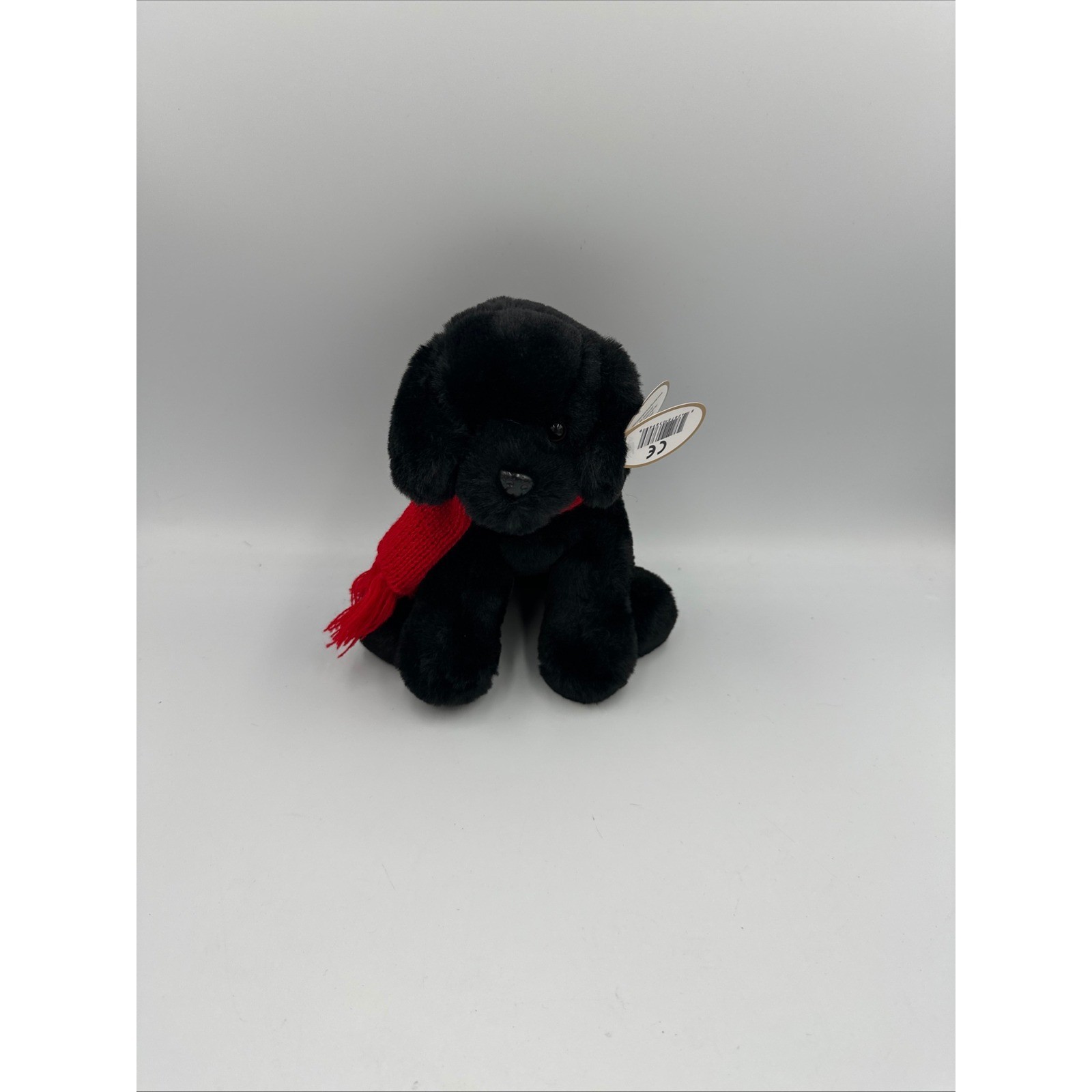 Bearington Collection Cole Black Lab Plush Dog with Red Scar