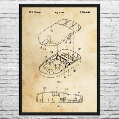 Computer Mouse Patent Wall Art: Computer Art, Lab Wall Art, IT Tech Gift
