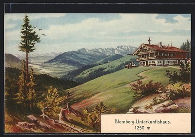 Künstler-AK Blomberg-Unterkunftshaus, Berghütte mit Panorama 1908 