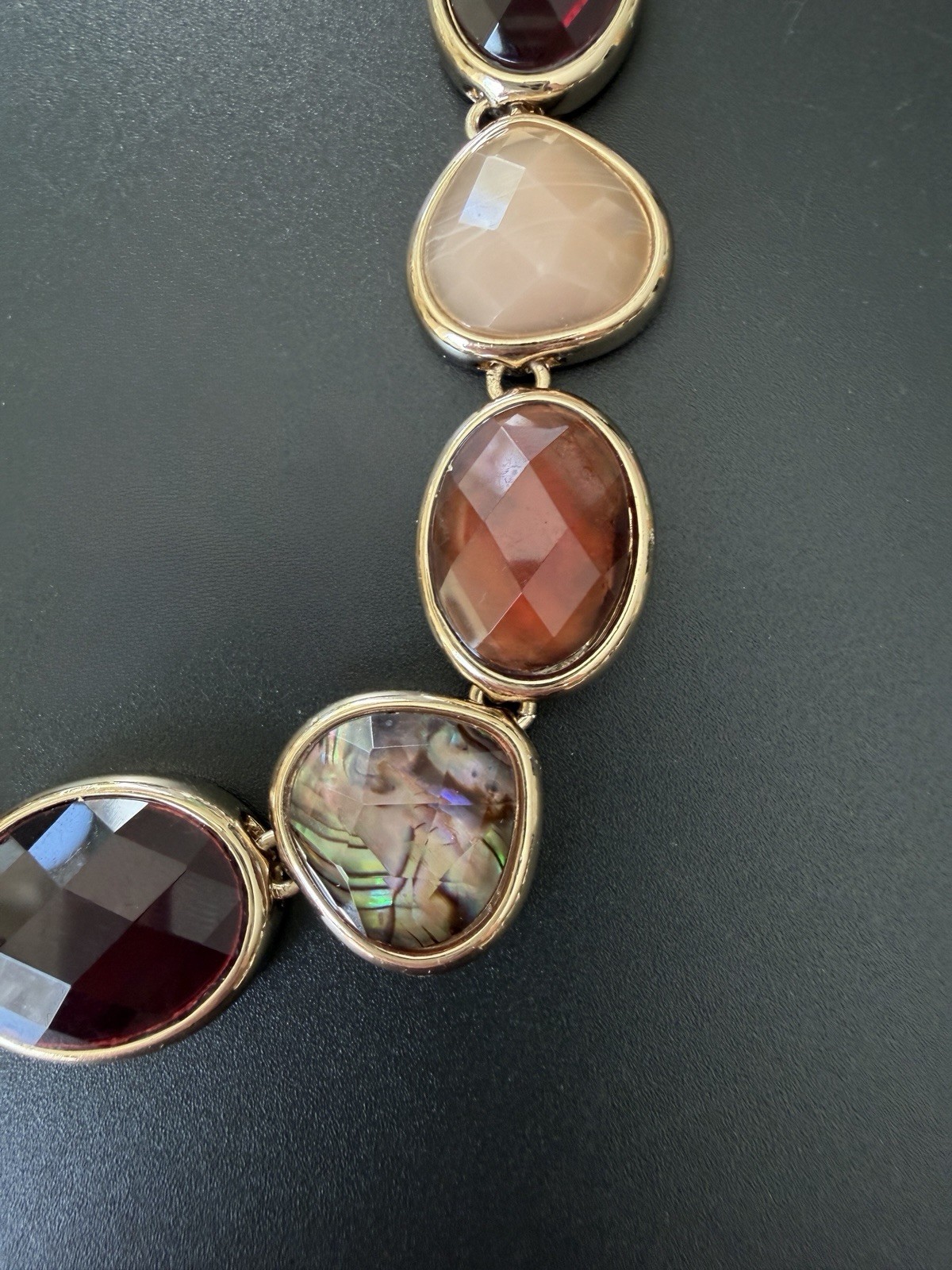 Anne Klein Multi Stone Abalone Shell Necklace Gol… - image 10