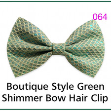   Green Shimmer Bow Hair Clip for Girls  Boutique Style   