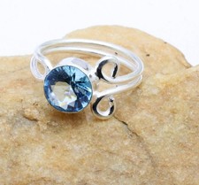 London Blue Topaz Gemstone Handmade 925 Sterling silver Jewelry Ring Sz-10 US 