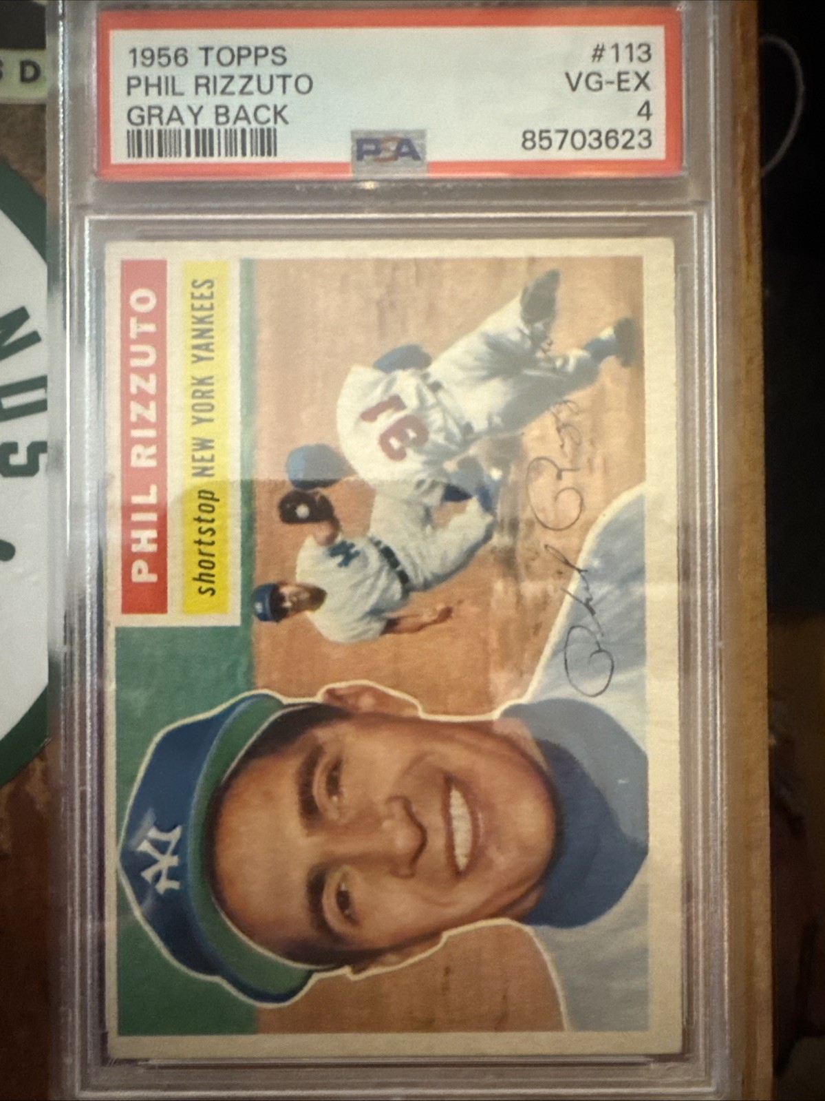 PSA 4 1956 Topps - Phil Rizzuto #113 Gray Back Yankees HOF