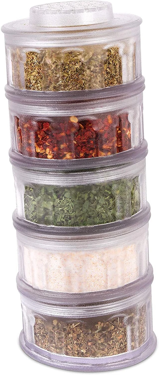 Perfect Life Ideas Refillable 5Pcs Plastic Spice Containers Seasoning  Organizer