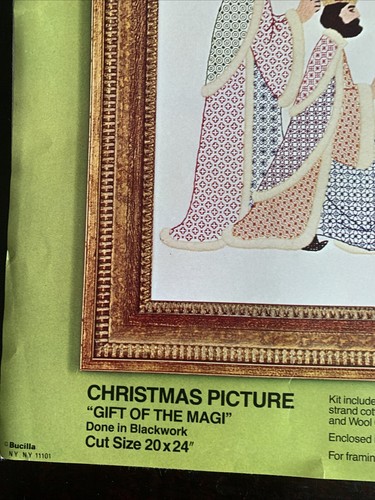 Regalos de los Reyes Magos Kit Blackwork Vintage Bucilla Sin Trabajar 16x20 - Imagen 7 de 17
