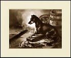 Manchester Terrier Lovely Sepia Dog Print Mounted Ready To Frame