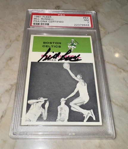 1961 Fleer In Action #62 Bill Russell Autograph Auto PSA/DNA NM 7 None Higher***