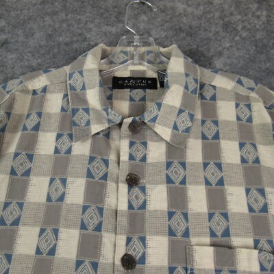 Cactus Black Label Shirt Mens Extra Large Gray Geometric Short Sleeve  Button Up | eBay