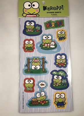 NEW Hello Kitty Sanrio Keroppi Frog Stickers 3 Sheets NIP