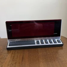 Vintage Red Spartus Electronic Digital Alarm Clock Model 1150 Battery Backup