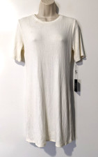 NWT Reformation Women's GIGI Short Sleeve Ribbed Dress Sz L Ivory Modal Blend