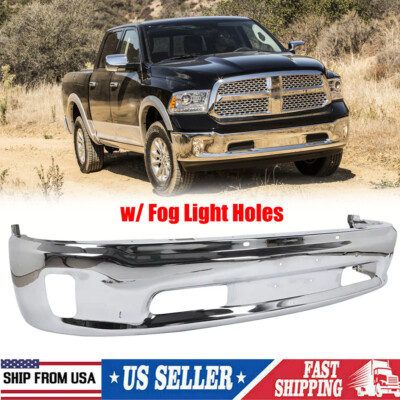 NEW Chrome - Steel Front Bumper Face Bar for 2013-2018 RAM 1500 Pickup With Fog