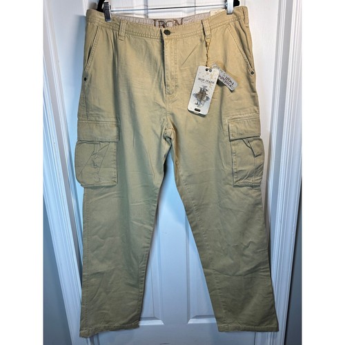 NWT! Iron Jeans Cargo Pants Vintage Twill Utility Y2K Tan Beige 38x34