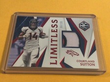 Courtland Sutton 2020 panini limited. limitless 3 color patch 8/10 red script.