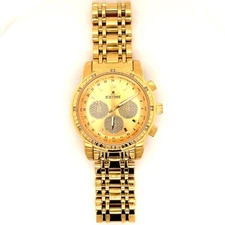 IceTime 40mm Men Yellow Gold Steel Watch Iced 0.10ct Diamonds Yellow Dial Mk321