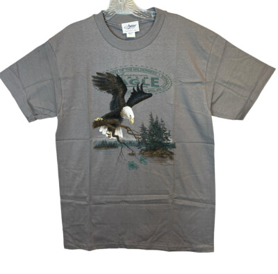 Vintage Artisans Gray Bald Eagle Flying Shirt Short Sleeve Cotton Size M