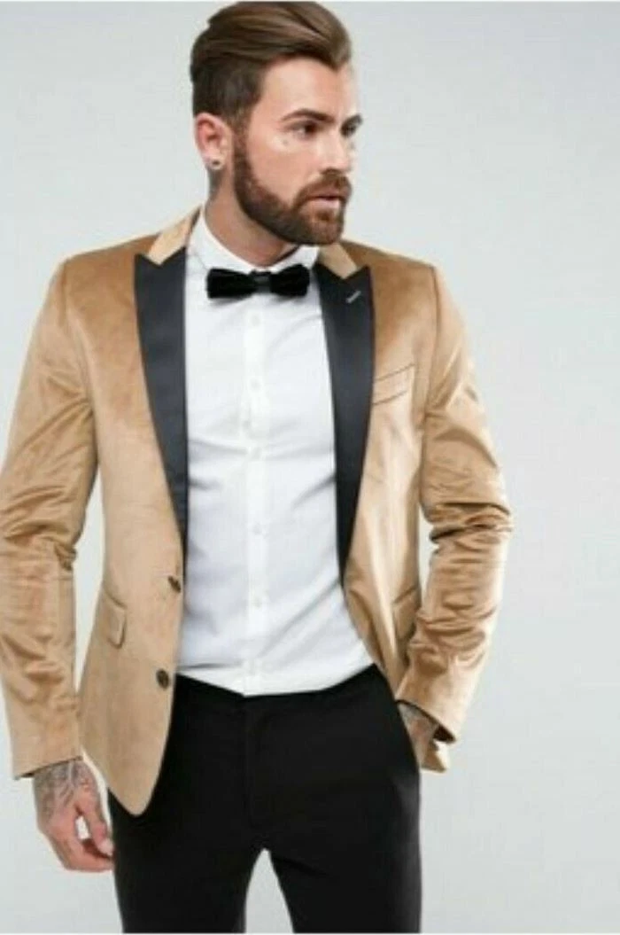 Mens Stylish Golden Velvet Jacket Designer Wedding Party Wear